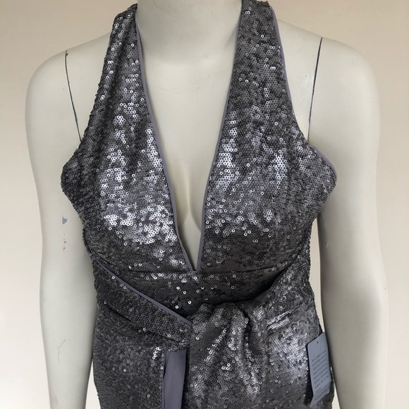 NWT: HARLYN Plunge Neck Sequins Racerback Dress - Picture 3 of 11